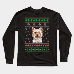 Cute Yorkshire Terrier Dog Lover Ugly Christmas Sweater For Women And Men Funny Gifts Long Sleeve T-Shirt